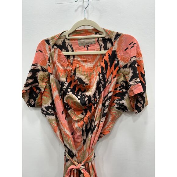 AllSaints Spitalfields Asymmetrical Dress Printed Silk Cowl Neck Multicolor Sz 6 - Picture 3 of 10